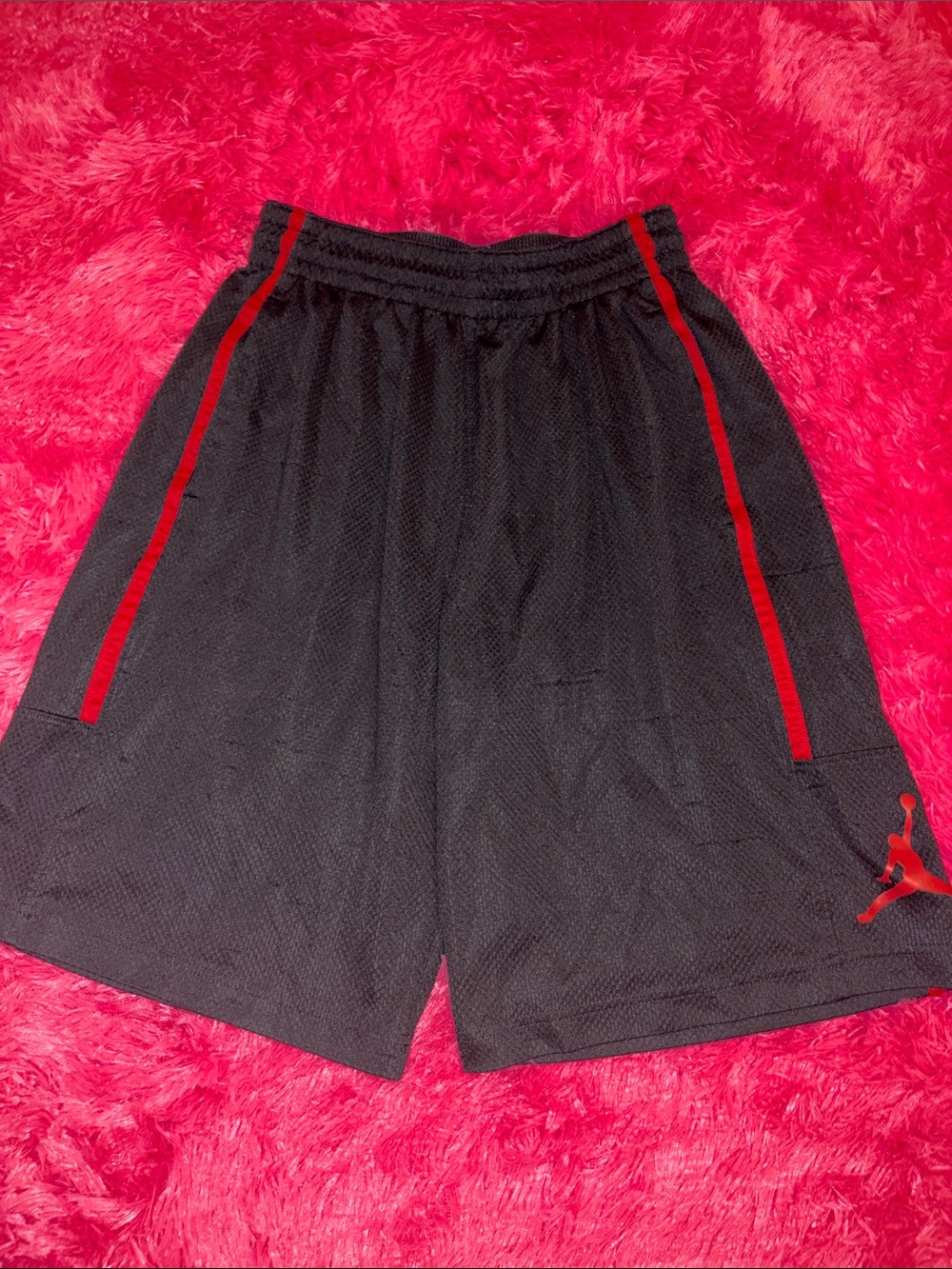 Jordan Black Shorts with Red Accent Stripes